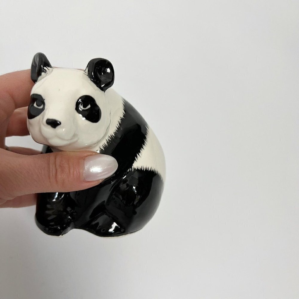 VTG Panda Bear Glazed Glossy Ceramic Porcelain Figurine - Picture 6 of 9